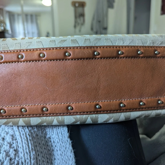 Michael Kors Large Signature Canvas  and Leather Studded Hobo Bag - Picture 8 of 16